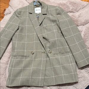 Madewell Women's Plaid Blazer - Gray Beige Light Purple